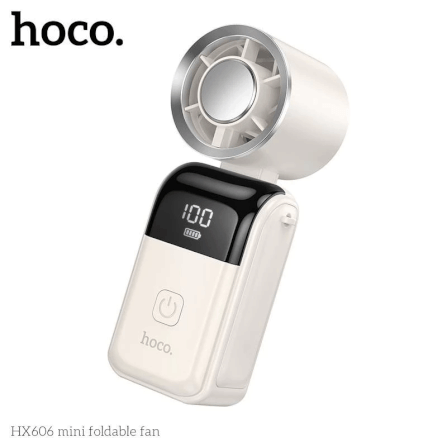 พัดลมพกพา HOCO HX606 พับได้ 90° ปรับแรงลม 100 ระดับ ความเร็วรอบ 20000 RPM แบตเตอรี่ 3000MAH พร้อมสายคล้องคอ_1